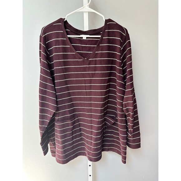 J.Jill Womens Tunic Top 4X Long Sleeve V Neck Striped Casual - Picture 1 of 5